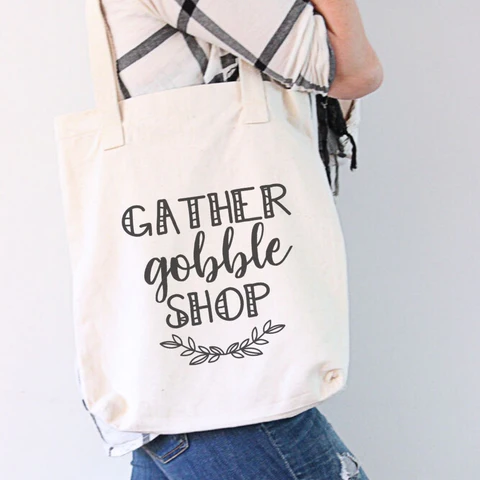 gather gobble shop on a tote bag